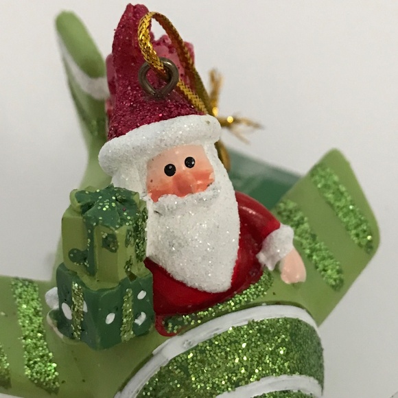 KURT ADLER Santa Ornament Whimsical Christmas Ornament Flying Plane NWT - Picture 5 of 15